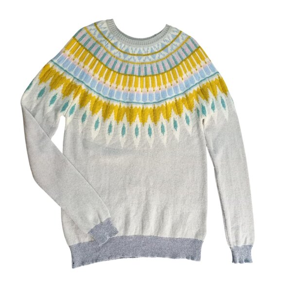 Tabitha Webb Fair Isle Lambswool Blend Knit Sweater – Long Sleeve Crewneck, Size - Picture 2 of 8